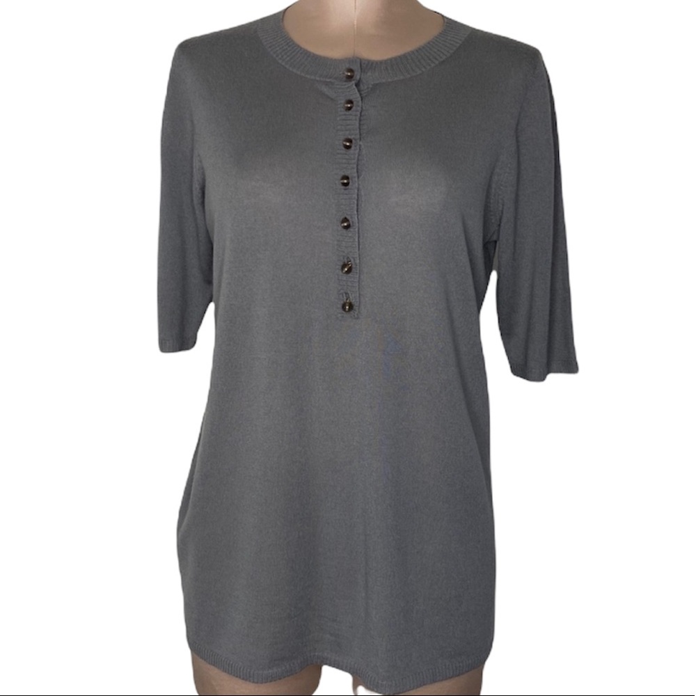 NWT J. Crew 100%  Cashmere Gray Sweater Top Sz L